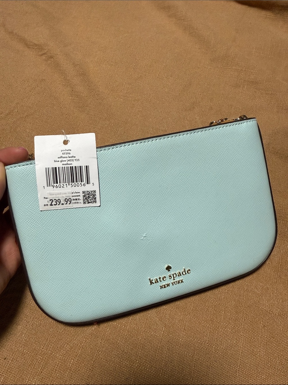 kate spade Light Blue Saffiano Wristlet Pouch